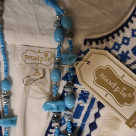 MUD PIE NEW WHITE, BLUE SMALL DRESS LAST ONE - Picture 7 of 12
